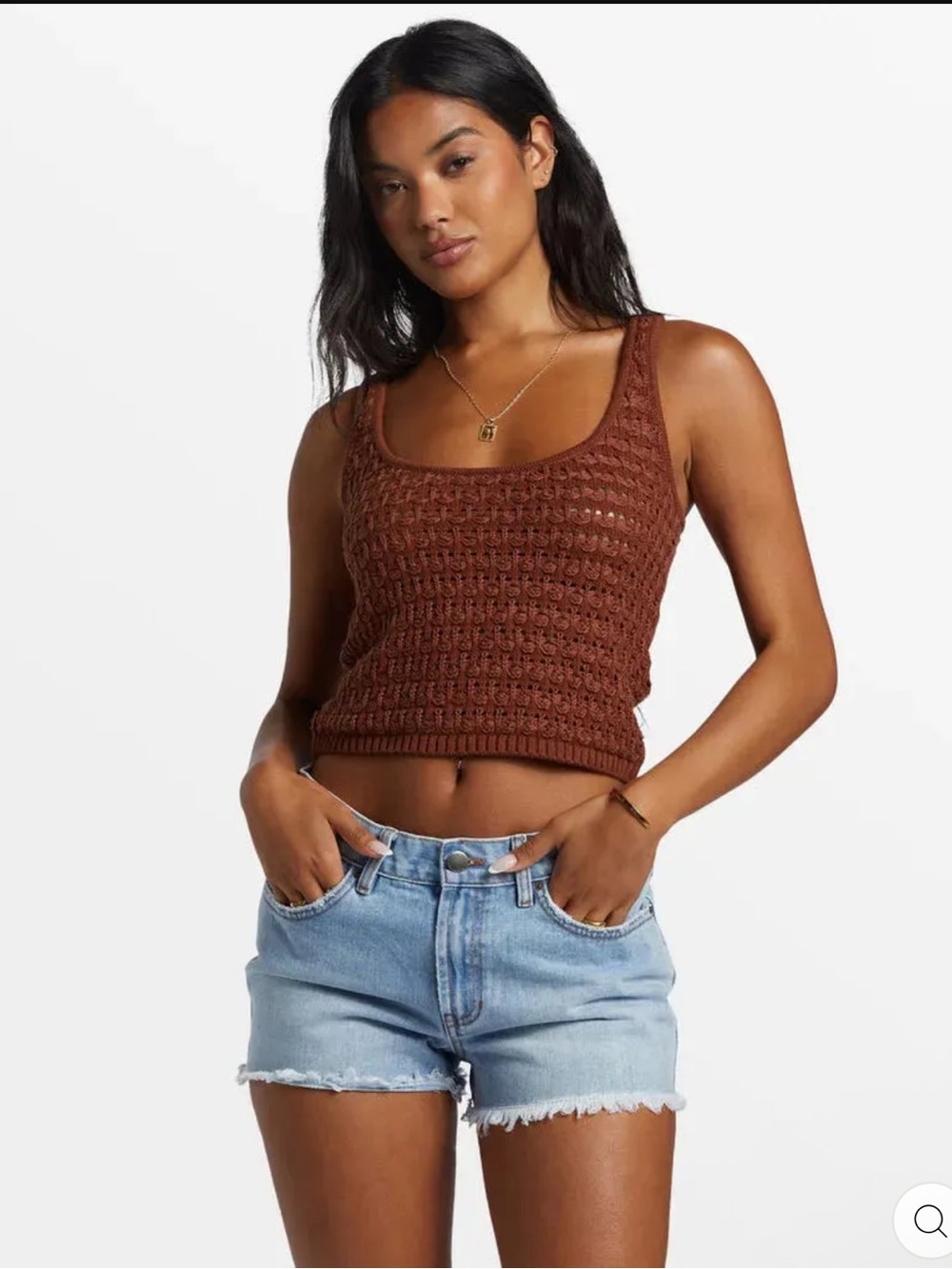 Billabong Womens Hot Shot Crochet Tank Top - Coco